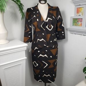 Oscar de la Renta Brown, Rust & White - Abstract Neo Vintage 10/12